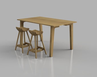 Tisch im skandinavischen Stil passend zu Barhockern, Schreibtisch aus Sperrholz für Büro oder Esszimmer