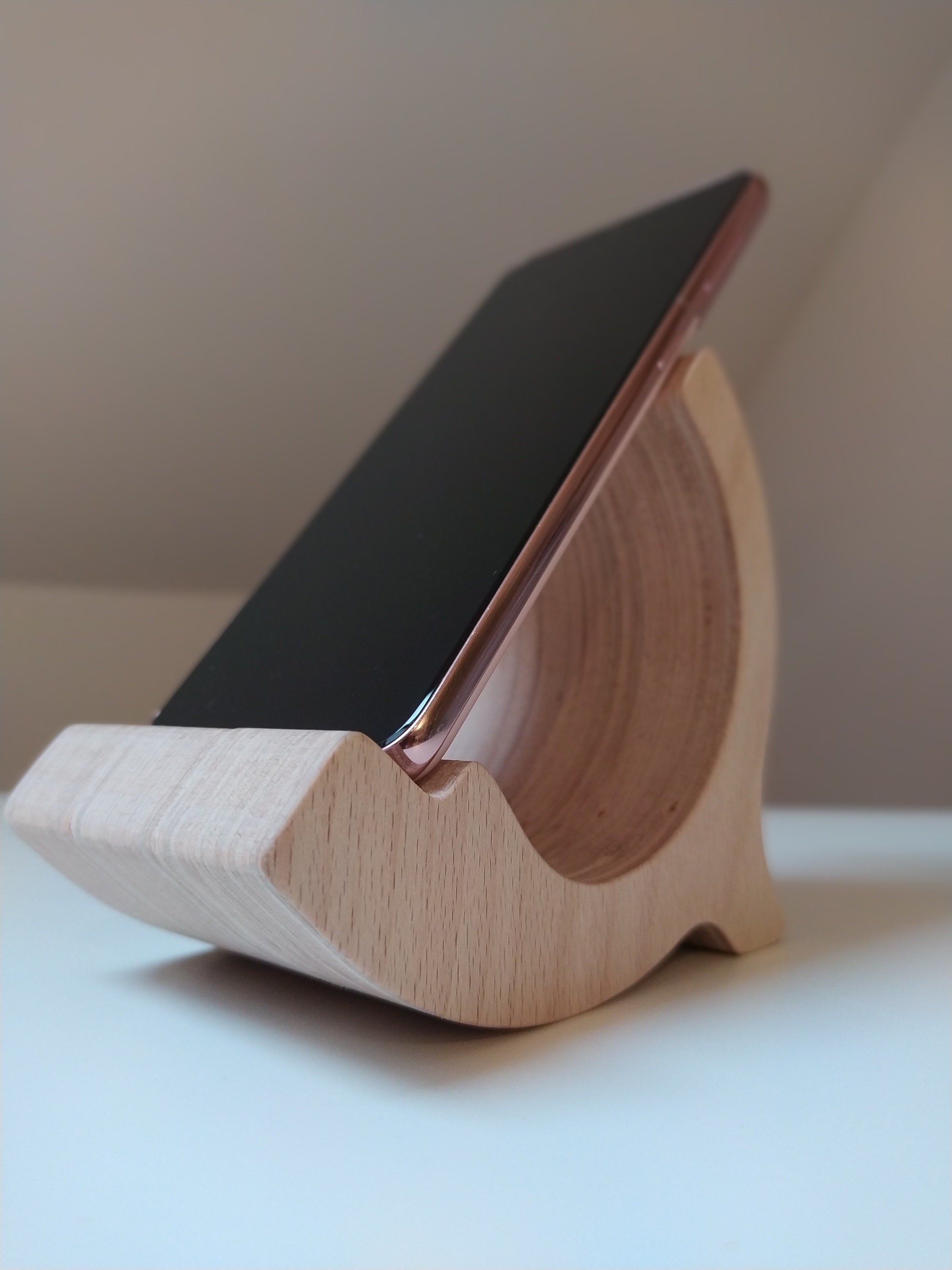 Phone Stand, Phone Holder Made With Recycled Wood, 3D Design