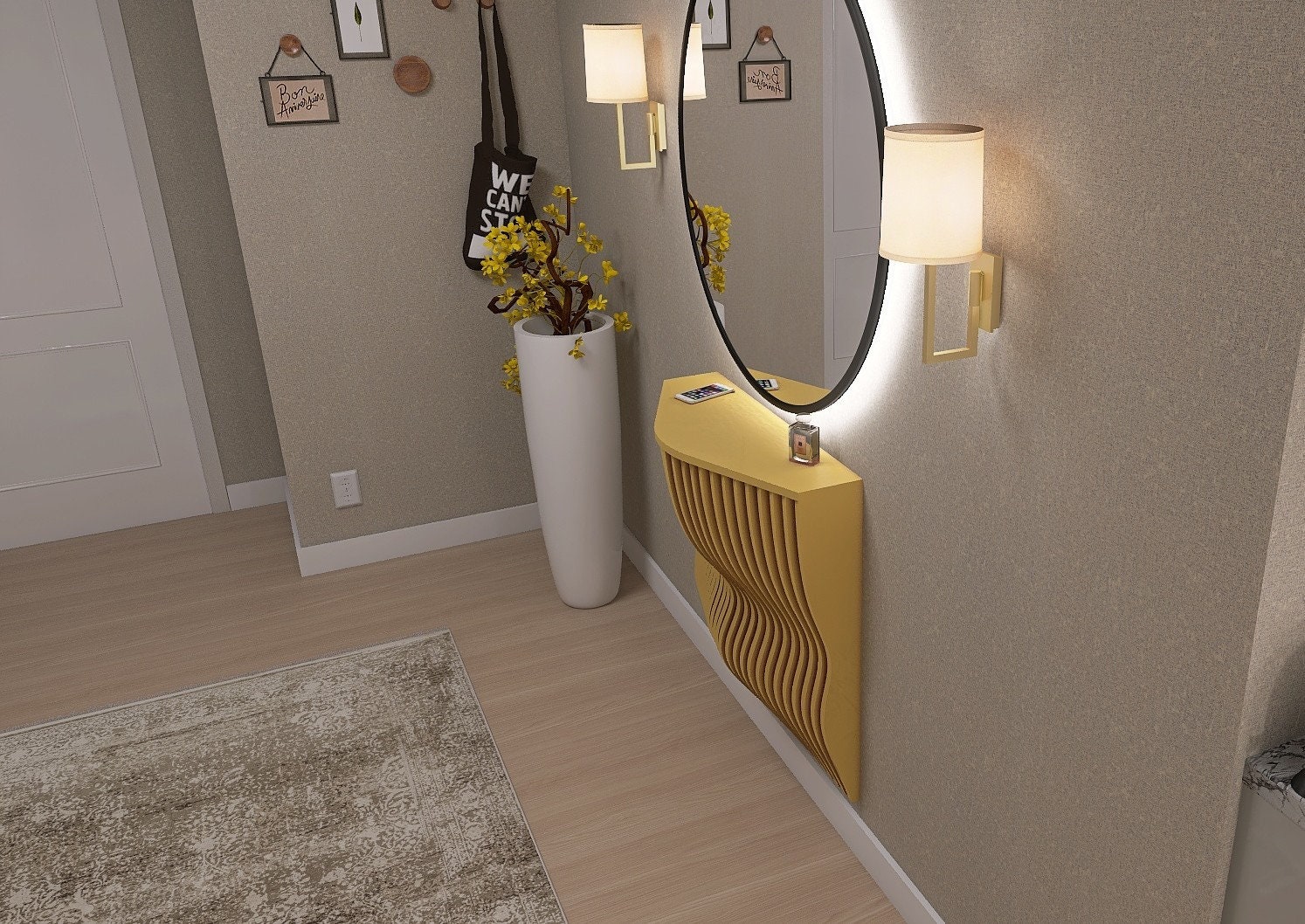 Yellow Console Entryway Modern Yellow Console Table Furniture Console - Etsy