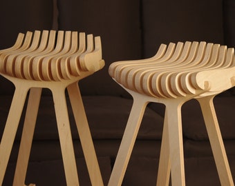 SET OF 2 PIECES Bar stool, design chair, modern chair, industrial stool, wood stool, bar chair, Kitchen Hoker, scandinavian Design