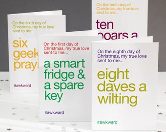 Funny Christmas Card Packs - Funny Pack Of Xmas Cards - Alternative Christmas Cards - Funny 12 Days of Christmas - Witty - FREE DELIVERY