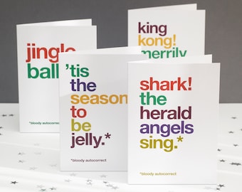 Funny Autocorrect Christmas Card Multipack x 4
