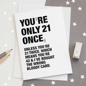 Grappige 21e verjaardagskaart - sarcastische 21e kaart - Happy 21e verjaardag - geestige 21e kaart - grappig citaat van Coming of Age 21 - GRATIS BEZORGING