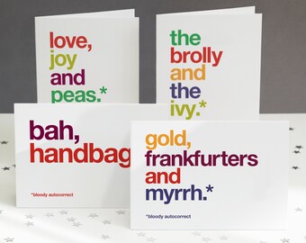 Funny Autocorrect Christmas Card Multipack x 4