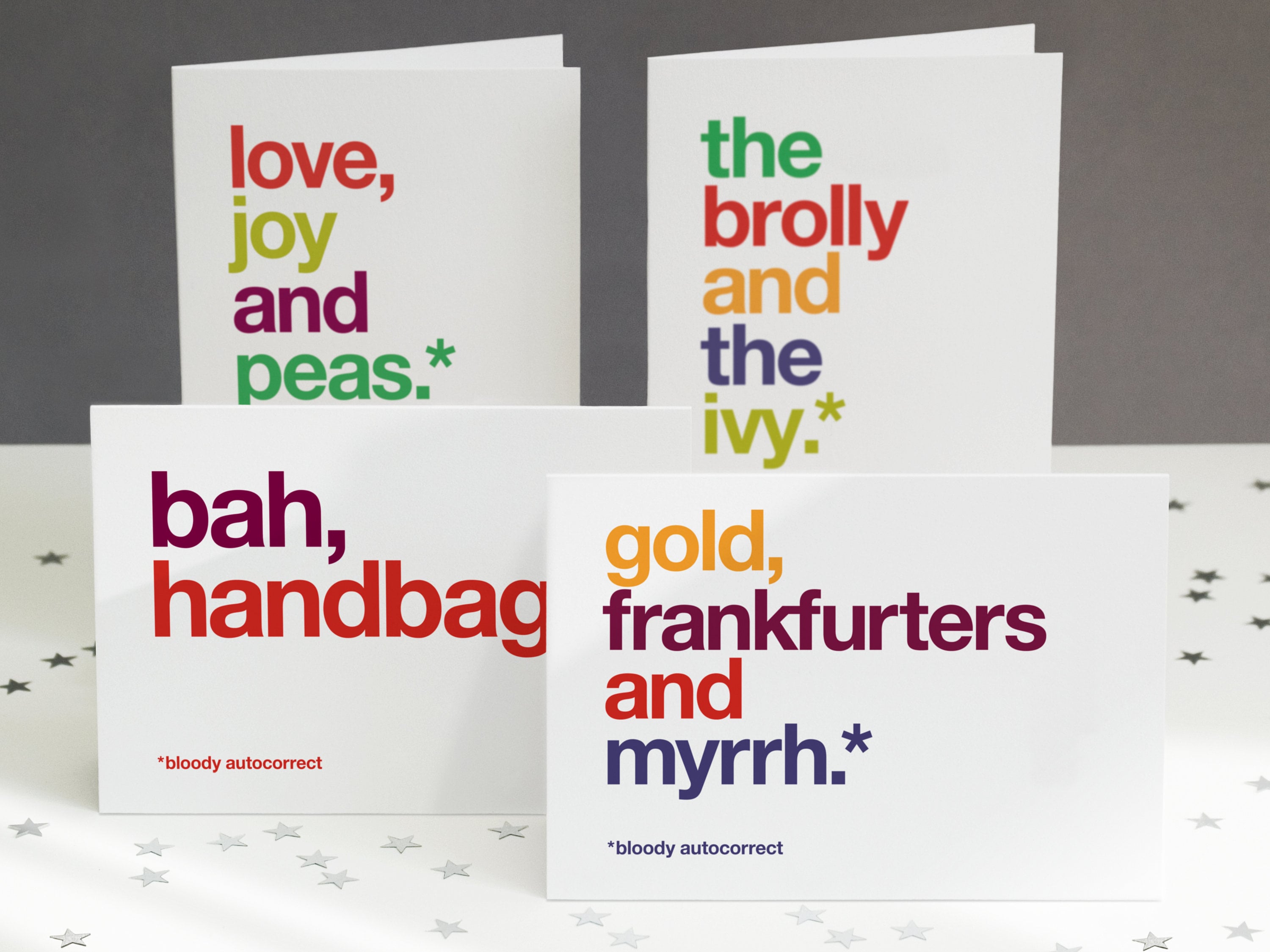 Funny Christmas Card Pack Autocorrect Christmas Cards Bah - Etsy