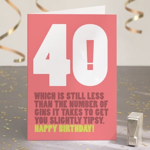 Grappige 40e verjaardagskaart - Gin Lover Birthday - Gin Cards - Gin Quotes - Funny 40e Card - Gin Whore Card - Sarcastisch - GRATIS BEZORGING