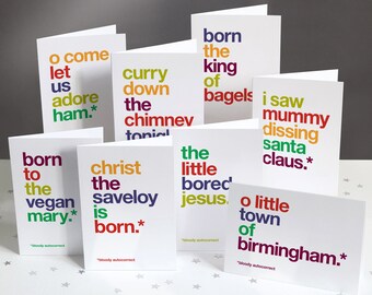 Funny Autocorrect Christmas Card Multipack x 8