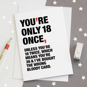 Grappige 18e verjaardagskaart - sarcastische 18e kaart - Happy 18e verjaardag - geestige 18e kaart - grappig citaat van Coming of Age 18 - GRATIS BEZORGING