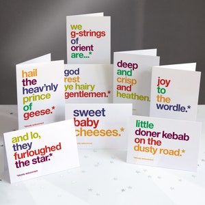 Lot de 8 cartes de Noël humoristiques avec correction automatique