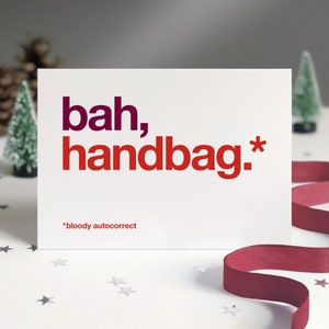 Cartão de Natal engraçado com bolsa de autocorreção