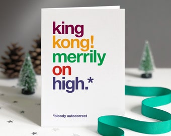 Funny Autocorrect King Kong Christmas Card