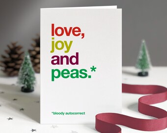 Funny Autocorrect Peas Christmas Card