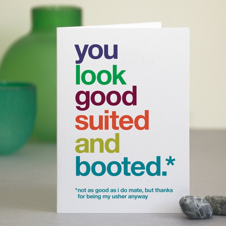 Wedding Thank You Card FREE UK DELIVERY Witty Usher Card Usher Thank You Card Funny Usher Thanks Sarcastic Usher Thank You