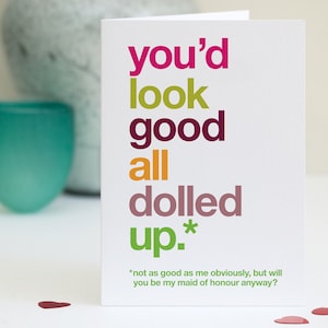 VERKOOP SECONDEN - Grappige 'Be My Maid Of Honour' Voorstelkaart