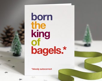 Funny Autocorrect Bagels Christmas Card