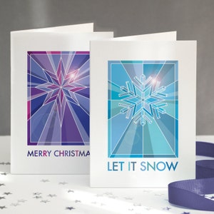 Geometrische kerstkaarten, 4-pack, kerstkaartenpakket, ster, sneeuwvlok, religieuze kerstkaarten, coole kerstkaarten - GRATIS VERZENDING