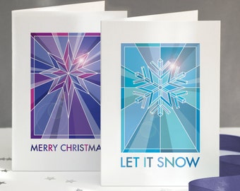 Geometric Christmas Cards, 4 Pack, Christmas Card Pack, Star, Snowflake, Religious Christmas Cards, Cool Christmas Cards – FREE DELIVERY