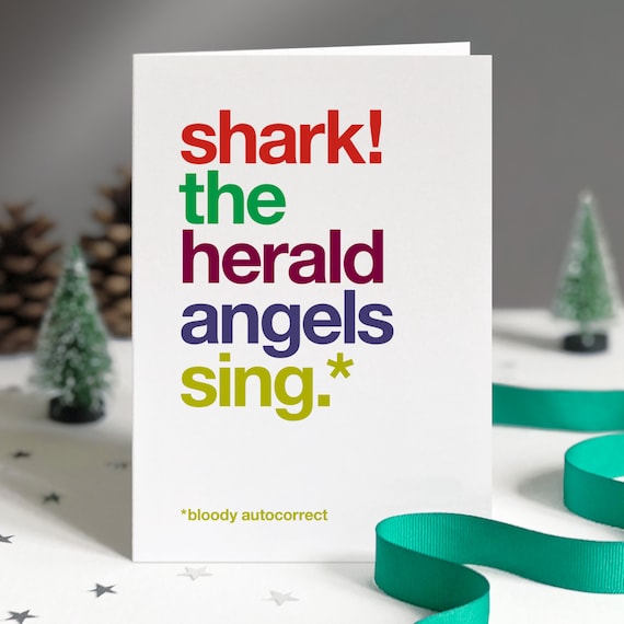 Humorous Christmas Card, Funny Christmas Cards, Christmas Card Pack, Christmas Carols, Funny Autocorrect Greetings Cards \u2013 FREE UK DELIVERY