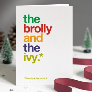 Carte de Noël drôle de Brolly de correction automatique