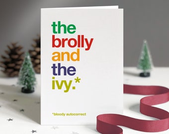 Funny Autocorrect Brolly Christmas Card