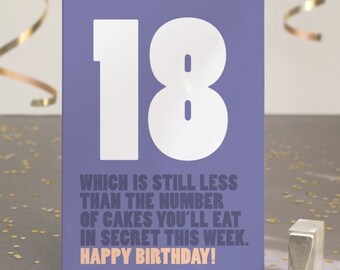 Funny 18th Birthday Card - 18th Birthday Cake - Happy 18th Birthday - Cheeky 18th Card - Funny Coming of Age 18 Card - FREE DELIVERY