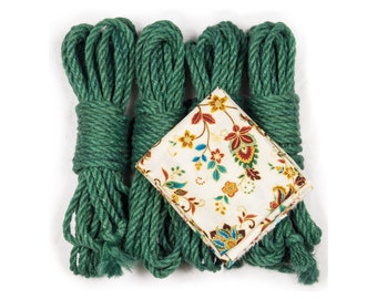 Kit de bondage con cuerda shibari verde esmeralda