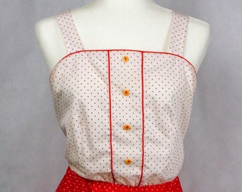 Vintage 1970s TopMade Red and White Polka Dot Sun Dress