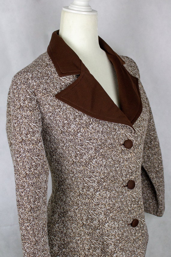 Vintage 1970s Faux Tweed Polyester Blazer - image 4