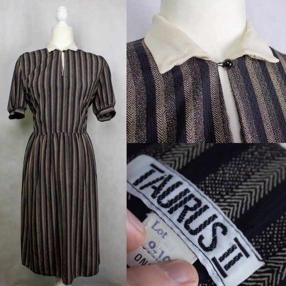 Vintage 1970s Taurus II Gray and Black Striped Co… - image 2