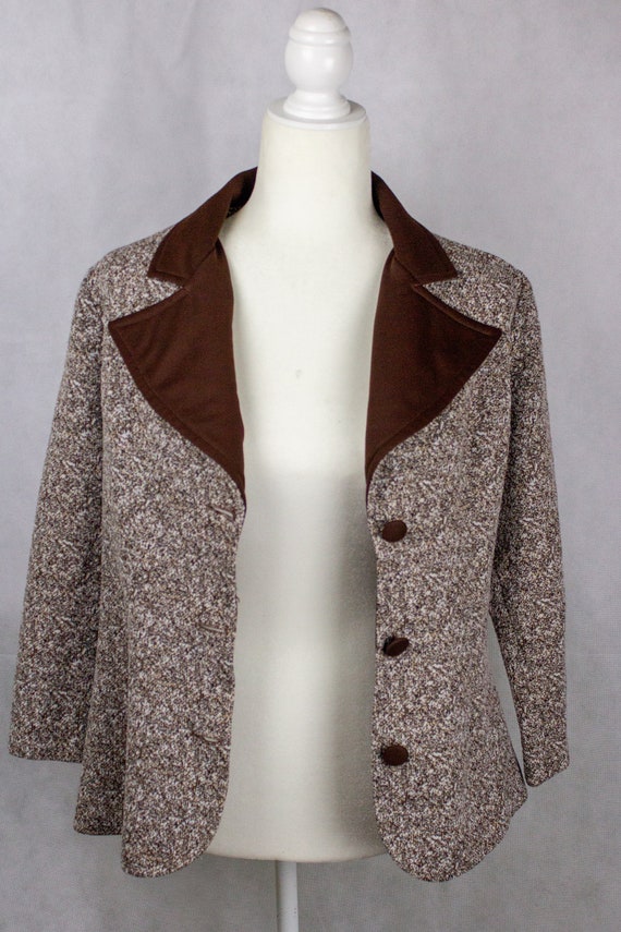 Vintage 1970s Faux Tweed Polyester Blazer - image 7