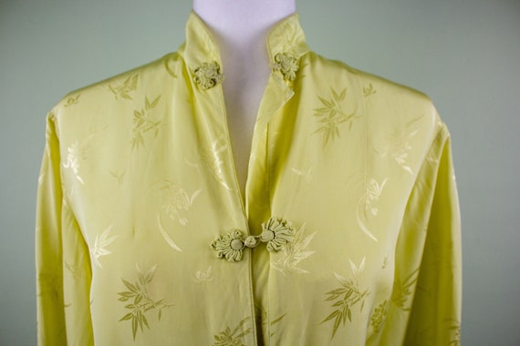 Vintage 1960s Yellow Satiny Asian Inspired Cheong… - image 3