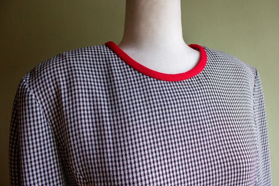 Vintage 1980s Black Gingham with Red Trim Ms Chau… - image 5