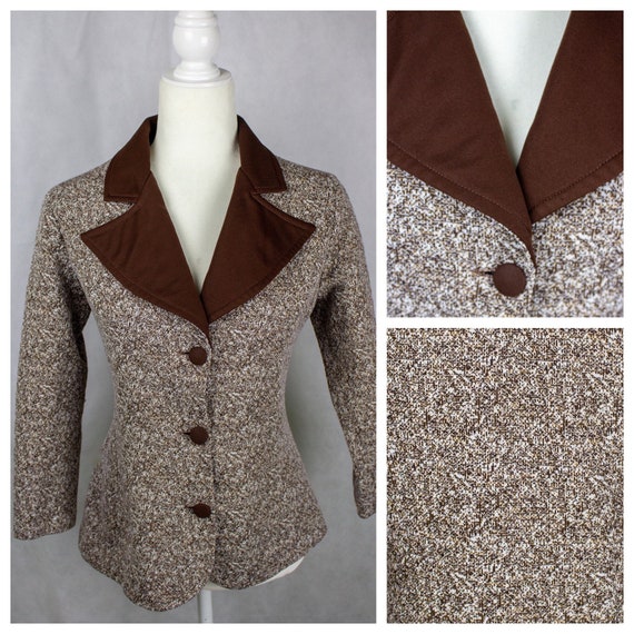 Vintage 1970s Faux Tweed Polyester Blazer - image 1