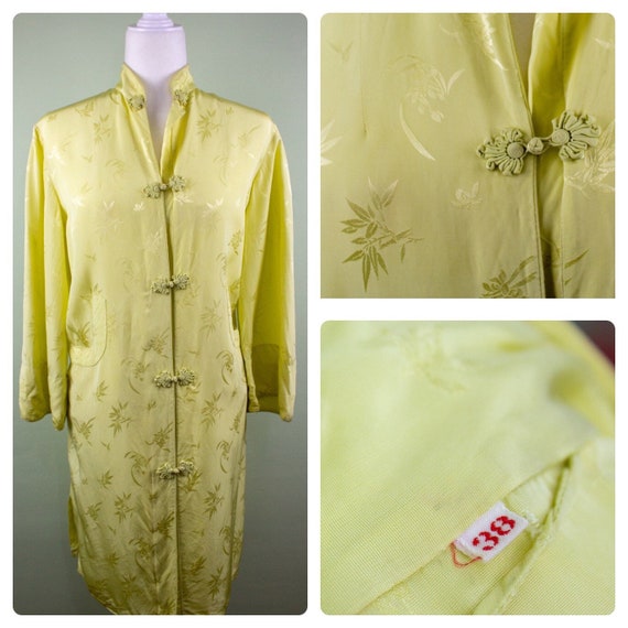 Vintage 1960s Yellow Satiny Asian Inspired Cheong… - image 1