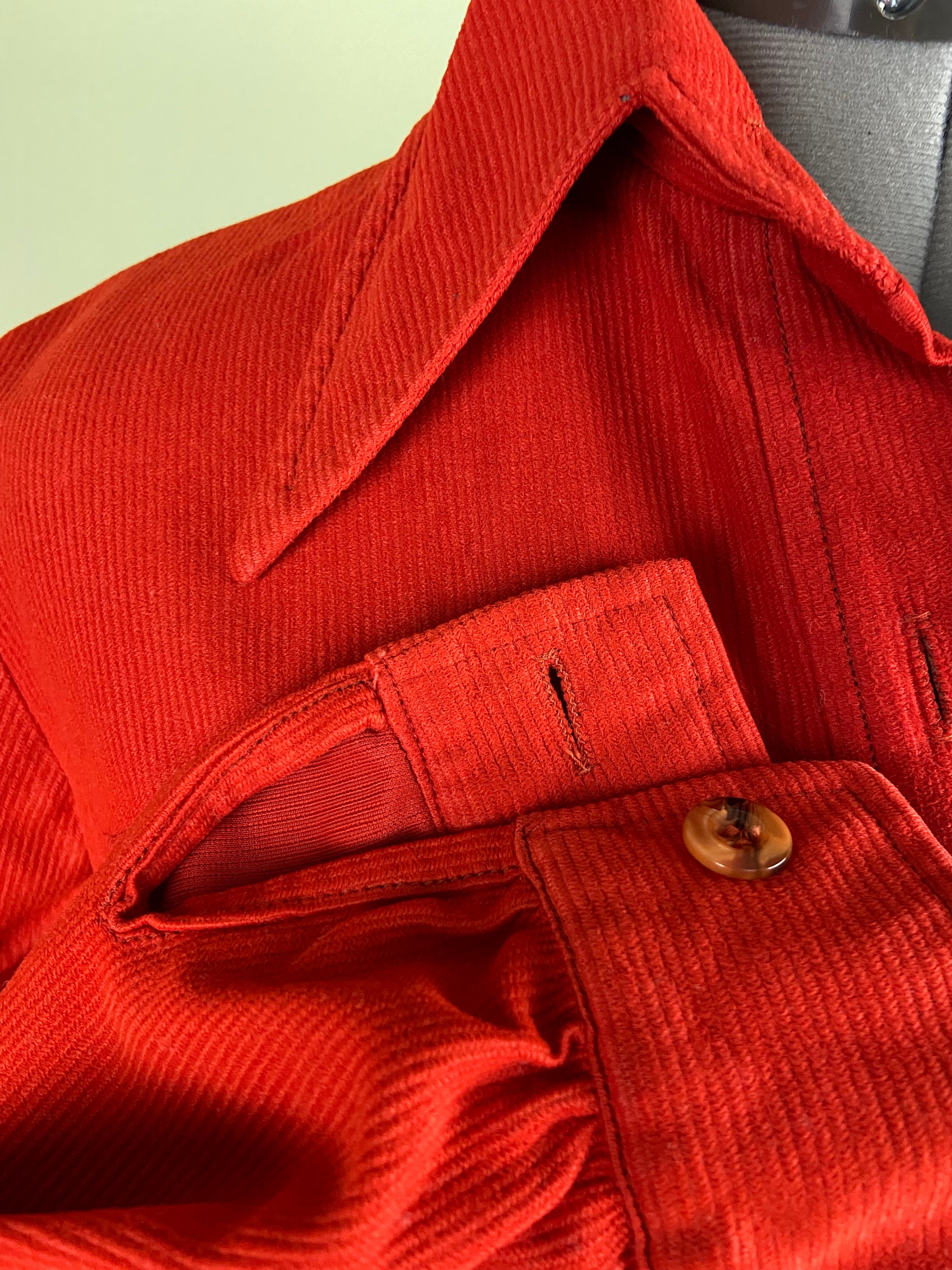 Vintage 1970s Burnt Orange Corduroy Style Button up Shirt Etsy