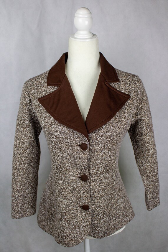 Vintage 1970s Faux Tweed Polyester Blazer - image 2