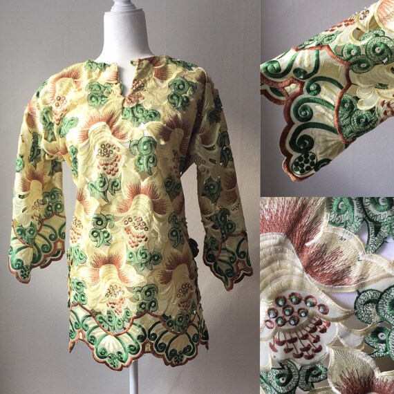 Vintage 1960s Yellow Daffodil Micro Mini Tunic Dre