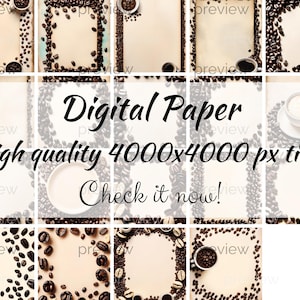 Rustic Coffee Digital Paper: Vintage Parchment Design (Printable PNG Download)
