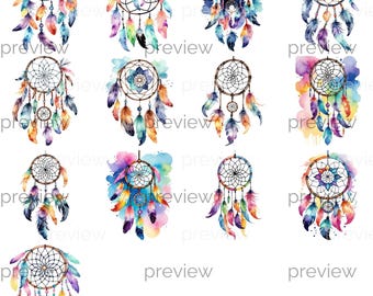 Lebendige Aquarell Traumfänger Sammlung - Einzigartige Clipart für Sublimation und sofortigen Download