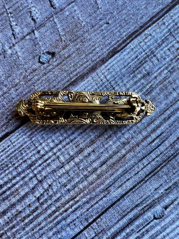 Vintage Bar Pin 1960s, Green Stones Gem