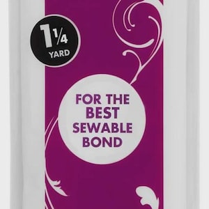 May include: A package of HeatnBond Lite iron-on adhesive in a single pack. The white packaging features purple accents, the text 'SEWABLE', 'FOR THE BEST SEWABLE BOND', and '1 1/4 YARD'. It lists low heat activation, no steam required, and machine washable.