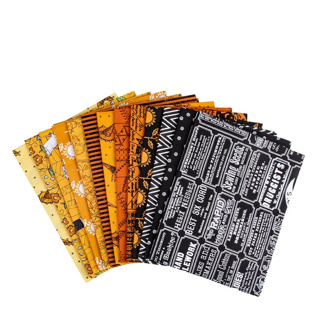Scary Scraps Fat Quarter Bundle Black, 13 Pcs. J. Wecker Frisch for ...