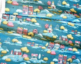 Tilda Village Life Teal Yardage In Stock