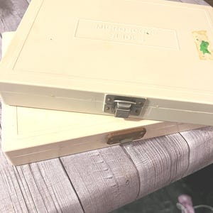 Plastic Microscope Slide Box, Hinged & Latched Lid, Vintage Storage Box