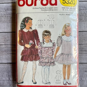 Burda Pattern 5320 Girl&#39;s Dress Sizes 4-6-8-10