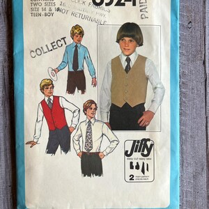 Simplicity 8324 Boys Vest and Tie Pattern - Size 14-16