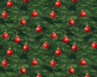 Christmas Wishes Ornaments Green: Holiday Quilting Cotton by Riley Blake