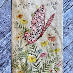 Hallmark Muttertagskarte signiert, Vintage Filigree Butterfuly, 1950er Jahre, kein Umschlag, Scrapbücher, Girlanden und Displays, Ephemera der Mitte des Jahrhunderts