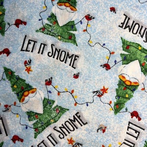 Christmas Gnome Fabric, Let it Snome, By the Yard, Cotton Quilt Fabric