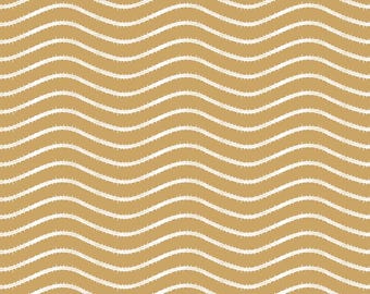 Gingerbread Gingersnap Wavy Stripe Cotton Fabric, Riley Blake Designs Quilting Yardage